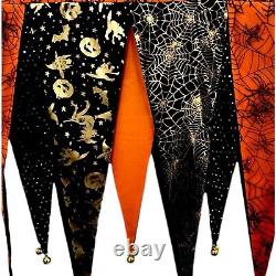 Grandin Road Bewitching Halloween Mantel Pennant Scarf Bells 74 RETIRED