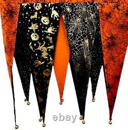 Grandin Road Bewitching Halloween Mantel Pennant Scarf Bells Bunting 74