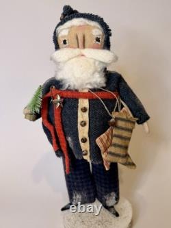 Grimitives Kaf Foley Grimm Blue Santa Art Doll Cape Cod Folk Art Christmas