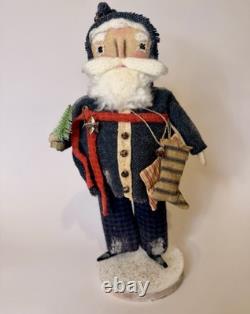 Grimitives Kaf Foley Grimm Blue Santa Art Doll Cape Cod Folk Art Christmas