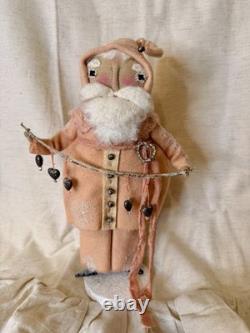 Grimitives Kaf Foley Grimm Pink Santa Art Doll Cape Cod Folk Art Christmas 11.5