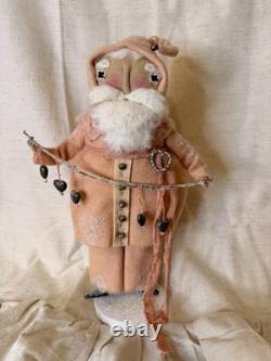 Grimitives Kaf Foley Grimm Pink Santa Art Doll Cape Cod Folk Art Christmas 11.5