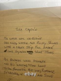 H. Alvin Sharpe H. A. S. Original Poem SEA CAPTAIN Signed, One Of A Kind