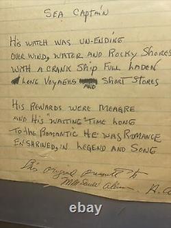 H. Alvin Sharpe H. A. S. Original Poem SEA CAPTAIN Signed, One Of A Kind