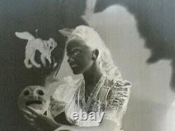 HALLOWEEN Antique 1920s 4x5 Neg. Electric Chair Cat Strange Weird Lady Etc