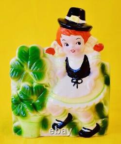 HAPPY ST PATRICKS DAY! Cute 1950s Irish Girl Figurine Planter Relpo Napco