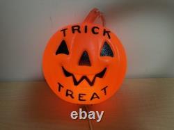 Halloween 1980s Trick Treat Hanging Lighted Blowmold Pumpkin JOL Empire Plastics