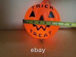 Halloween 1980s Trick Treat Hanging Lighted Blowmold Pumpkin JOL Empire Plastics