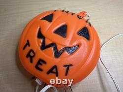 Halloween 1980s Trick Treat Hanging Lighted Blowmold Pumpkin JOL Empire Plastics
