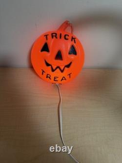 Halloween 1980s Trick Treat Hanging Lighted Blowmold Pumpkin JOL Empire Plastics