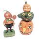 Halloween Bethany Lowe Debra Schoch Pumpkin Boy & Totem Pumpkin Heads Folk Art