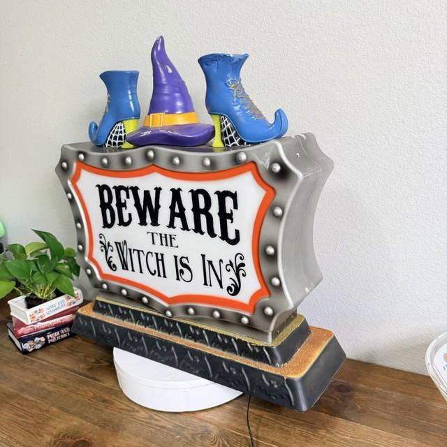 Halloween Blow Mold Beware The Witch Is In & Welcome My Pretties 23x20