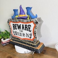 Halloween Blow Mold Beware The Witch Is In & Welcome My Pretties 23x20