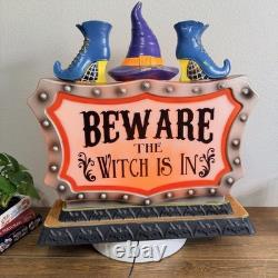 Halloween Blow Mold Beware The Witch Is In & Welcome My Pretties 23x20