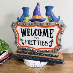 Halloween Blow Mold Beware The Witch Is In & Welcome My Pretties 23x20