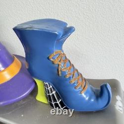 Halloween Blow Mold Beware The Witch Is In & Welcome My Pretties 23x20