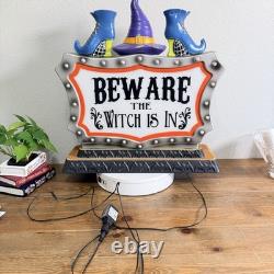 Halloween Blow Mold Beware The Witch Is In & Welcome My Pretties 23x20