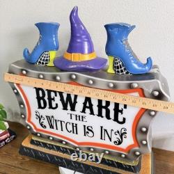 Halloween Blow Mold Beware The Witch Is In & Welcome My Pretties 23x20