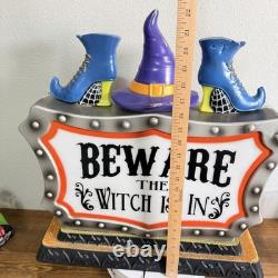 Halloween Blow Mold Beware The Witch Is In & Welcome My Pretties 23x20