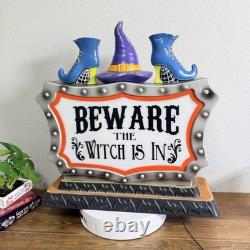 Halloween Blow Mold Beware The Witch Is In & Welcome My Pretties 23x20