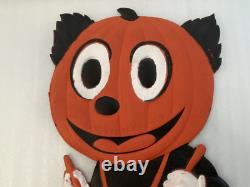 Halloween German Die Cut Black Cat Pumpkin Man Witch with Broom Embossed Cut Out Halloween German Die Cut Black Cat Pumpkin Man Witch with Broom Embossed Cut Out