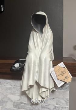 Halloween Ghost Shelf Sitter Grim Reaper Phantom Seated 22 x 9 White Hood