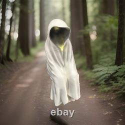 Halloween Ghost Shelf Sitter Grim Reaper Phantom Seated 22 x 9 White Hood