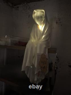 Halloween Ghost Shelf Sitter Grim Reaper Phantom Seated 22 x 9 White Hood