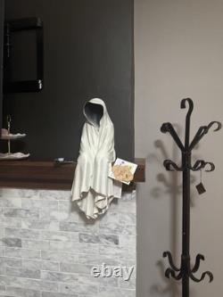 Halloween Ghost Shelf Sitter Grim Reaper Phantom Seated 22 x 9 White Hood