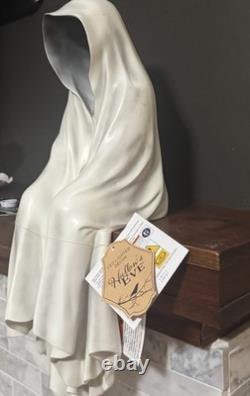 Halloween Ghost Shelf Sitter Grim Reaper Phantom Seated 22 x 9 White Hood