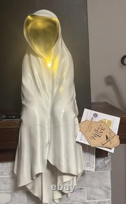 Halloween Ghost Shelf Sitter Grim Reaper Phantom Seated 22 x 9 White Hood