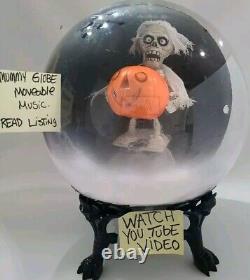 Halloween Mummy Globe Movable Music Holding Pumpkin Head Blow Mold Vintage Read