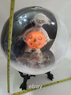 Halloween Mummy Globe Movable Music Holding Pumpkin Head Blow Mold Vintage Read