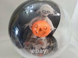 Halloween Mummy Globe Movable Music Holding Pumpkin Head Blow Mold Vintage Read