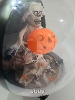 Halloween Mummy Globe Movable Music Holding Pumpkin Head Blow Mold Vintage Read