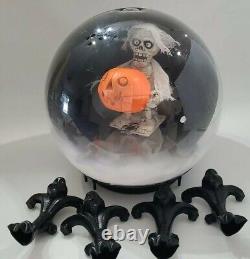 Halloween Mummy Globe Movable Music Holding Pumpkin Head Blow Mold Vintage Read