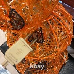 Halloween Spun Spaghetti Plastic Pumpkin Jack o Lantern Lights Up stack of 3