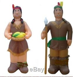 Halloween Thanksgiving Indian Man & Woman Inflatable Airblown 8 Ft & 7 Ft-huge