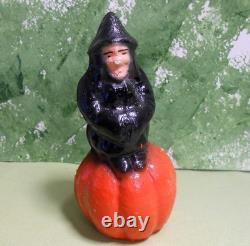 Halloween USA Witch on Pumpkin Mache Candy Container