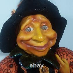 Halloween Witch Anthropomorphic Pumpkin Head Sitting Doll Undead Horror Rare