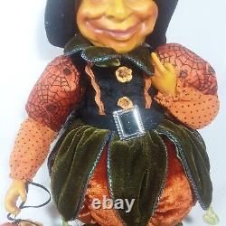 Halloween Witch Anthropomorphic Pumpkin Head Sitting Doll Undead Horror Rare