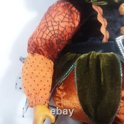 Halloween Witch Anthropomorphic Pumpkin Head Sitting Doll Undead Horror Rare