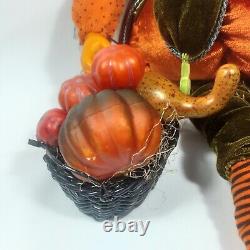 Halloween Witch Anthropomorphic Pumpkin Head Sitting Doll Undead Horror Rare