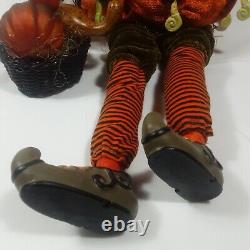 Halloween Witch Anthropomorphic Pumpkin Head Sitting Doll Undead Horror Rare