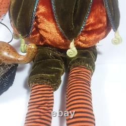 Halloween Witch Anthropomorphic Pumpkin Head Sitting Doll Undead Horror Rare