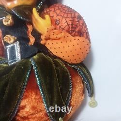 Halloween Witch Anthropomorphic Pumpkin Head Sitting Doll Undead Horror Rare