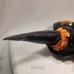 Halloween Witch Anthropomorphic Pumpkin Head Sitting Doll Undead Horror Rare