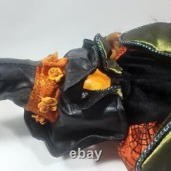 Halloween Witch Anthropomorphic Pumpkin Head Sitting Doll Undead Horror Rare