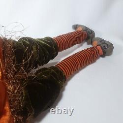 Halloween Witch Anthropomorphic Pumpkin Head Sitting Doll Undead Horror Rare