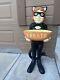 Halloween Paper Mache Costume Girl Holds Candy Treat Dish Decoration Vintage